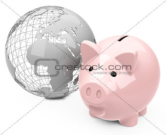 piggy bank with globe