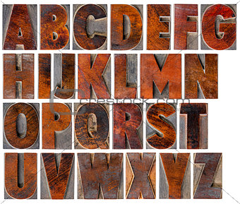 alphabet in vintage wood type
