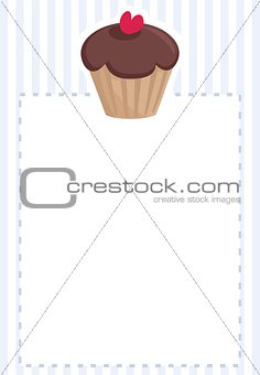 Vector card with cake and blue stripes
