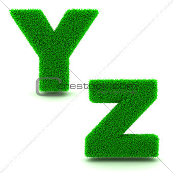 Letters Y, Z of 3d Green Grass - Set.