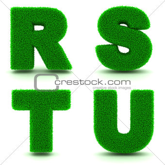 Letters R, S, T, U of 3d Green Grass - Set.