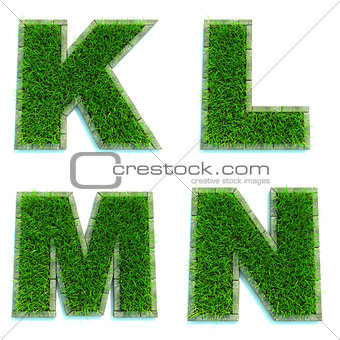 Letters K, L, M, N  as Lawn - Set of 3d.