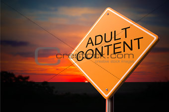 Adult Content on Warning Road Sign.