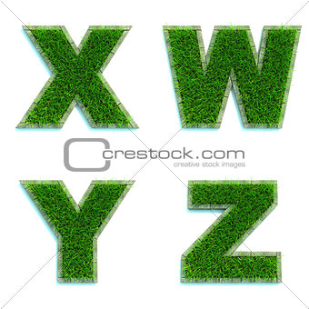 Letters X, W, Y, Z as Lawn - Set of 3d.