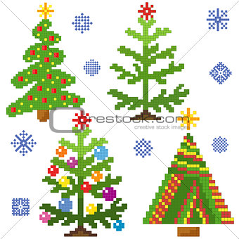 Set of Christmas Trees with mosaic structure