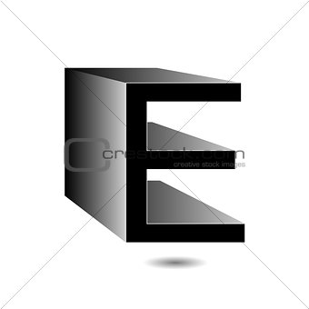 3d alphabet E in grey with shadow