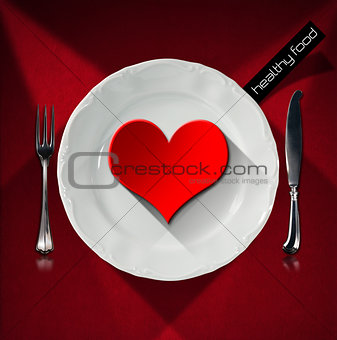 Healthy Food - Red Heart on the Plate