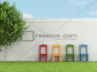 Colorful chair on grass
