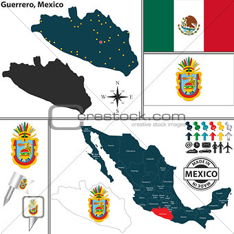 Map of Guerrero, Mexico