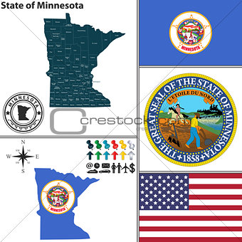 Map of state Minnesota, USA