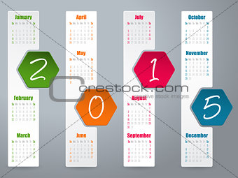 2015 hexagon calendar design for year 2015