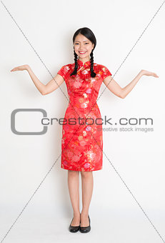 Asian chinese girl open palms