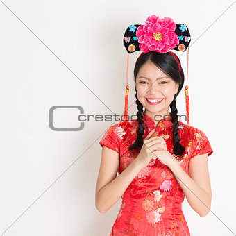Asian chinese girl wishing
