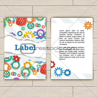 Card with Gears and Torn Paper