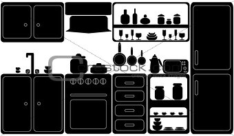 Kitchen in black-and-white
