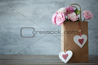 St. Valentines Day minimalistic background with flowers