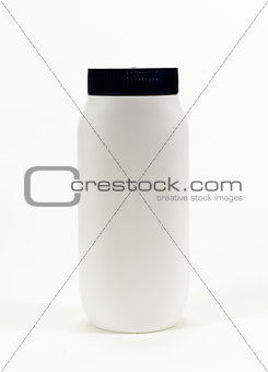 white plastic bottle on isolated white background