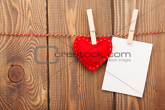 Photo frame and valentines toy heart
