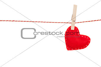 Valentines day toy heart hanging on rope