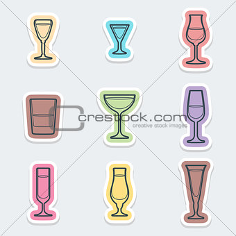 alcohol glasses labels icons