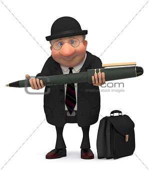The businessman with the writing handle