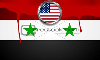 USA and Syria political concept background