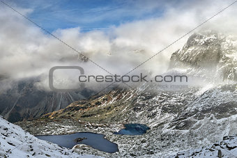 Beautiful landscape of mountain lakes in High Tatras Mountains