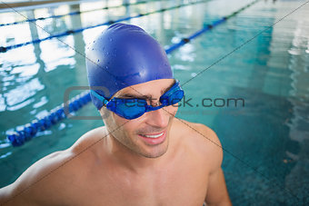 Close up of swimmer in pool at leisure center