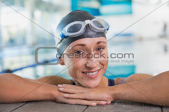 Close up of female swimmer in pool at leisure center