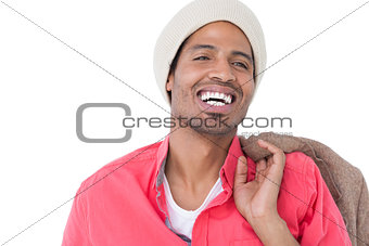 Smiling man wearing beanie hat