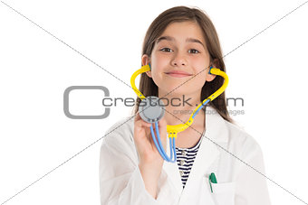 Little girl pretending to be a doctor