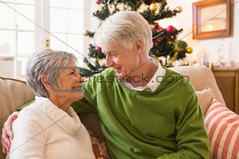 Senior couple relaxing at christmas