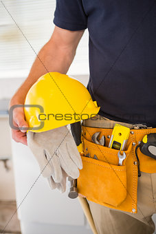 Close up of man with tool belt