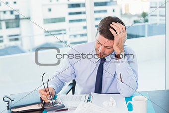Businessman looking at documents