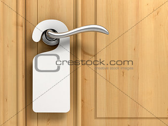 Paper signboard hanging on a handle of door