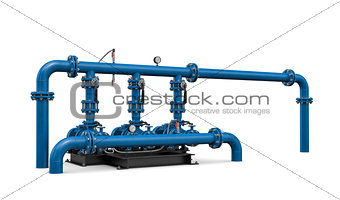Technology. Illustration pump station of water
