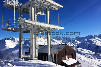 Communication antenna tower in the high mountains