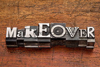 makeover word in metal type