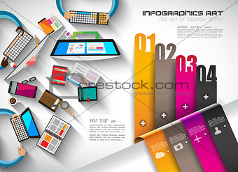 Infographic template with flat UI icons for ttem ranking