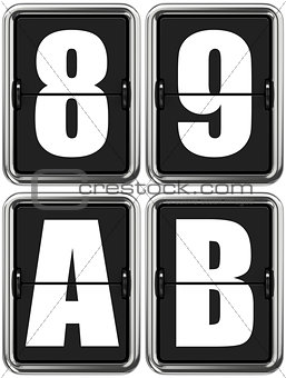 Letters A, B, and Digits 8, 9 on Mechanical Scoreboard.