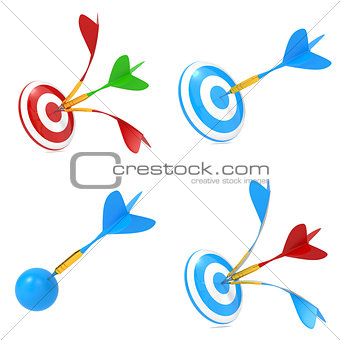 Multicolor Darts Hitting a Target.