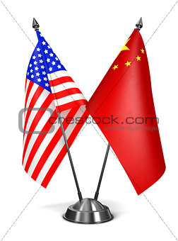 USA and China - Miniature Flags.