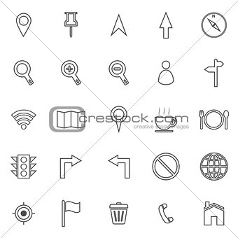 Map line icons on white background