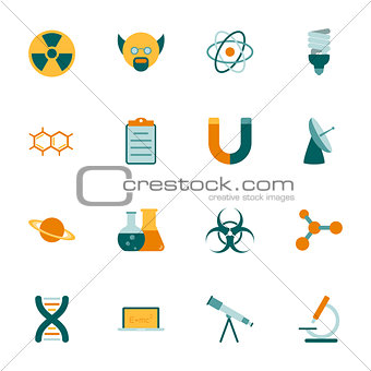 Science flat icons set