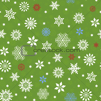 Seamless pattern with many snowflakes