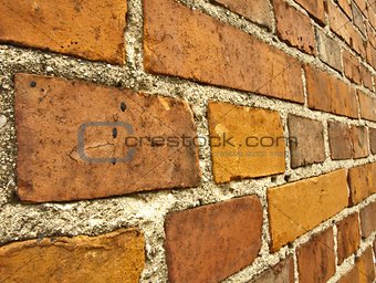 Wall of red bricks.