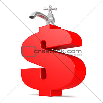 Water tap with red dollar sign