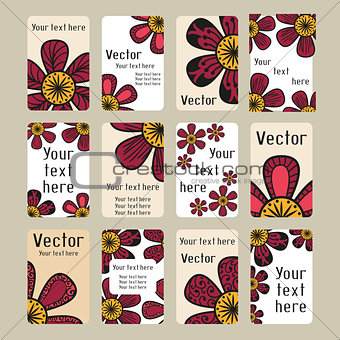 Business cards with doodling flowers