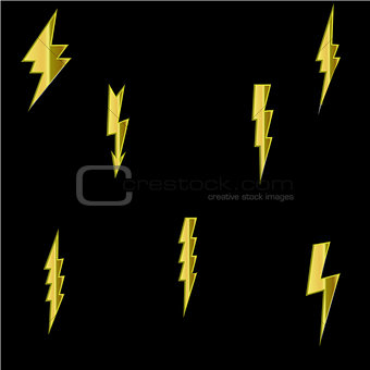 Lightning flat icons set