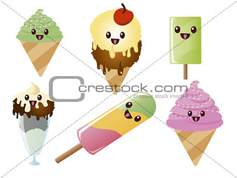 kawaii ice cream and popsicles